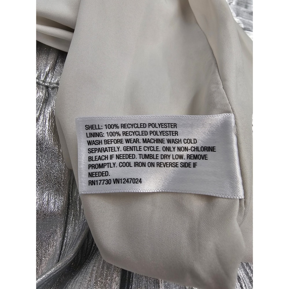 Owillo Metallic Silver Pleated‎ Mini Skirt Slim Fit Elastic Waist XL F16826606 - Picture 5 of 7